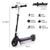 alpha edge electric scooter, kids & teens, adjustable handlebars, 3 speed modes, dual foot e brake, bluetooth music, led, black alpha edge electric scooter, kids & teens, adjustable handlebars, 3 speed modes, dual foot e brake, bluetooth music, led, black