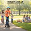 alpha edge electric scooter, kids & teens, adjustable handlebars, 3 speed modes, dual foot e brake, bluetooth music, led, blue alpha edge electric scooter, kids & teens, adjustable handlebars, 3 speed modes, dual foot e brake, bluetooth music, led, blue