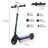 alpha edge electric scooter, kids & teens, adjustable handlebars, 3 speed modes, dual foot e brake, bluetooth music, led, blue alpha edge electric scooter, kids & teens, adjustable handlebars, 3 speed modes, dual foot e brake, bluetooth music, led, blue