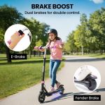 alpha edge electric scooter, kids aged 6 12, adjustable height, 3 speed modes, bluetooth, led, pink alpha edge electric scooter, kids aged 6 12, adjustable height, 3 speed modes, bluetooth, led, pink