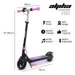 alpha edge electric scooter, kids aged 6 12, adjustable height, 3 speed modes, bluetooth, led, pink alpha edge electric scooter, kids aged 6 12, adjustable height, 3 speed modes, bluetooth, led, pink