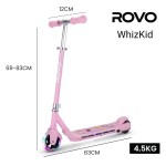 rovo kids whizkid electric scooter, ages 5 11, adjustable height, lithium battery, brushless motor, pink