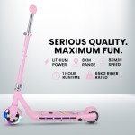 rovo kids whizkid electric scooter, ages 5 11, adjustable height, lithium battery, brushless motor, pink
