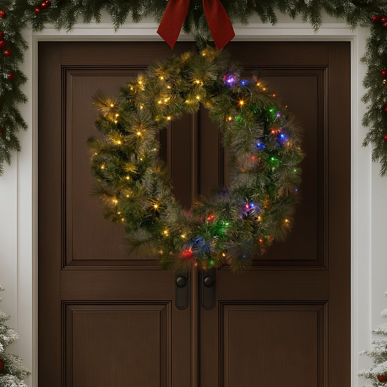 christabelle 122cm battery operated split christmas wreath glittery gold pine christabelle 122cm battery operated split christmas wreath glittery gold pine