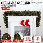 christabelle 274cm battery operated christmas garland glittery gold pine