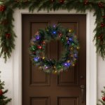 christabelle 61cm battery operated christmas wreath glittery gold pine