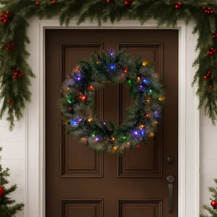 christabelle 61cm battery operated christmas wreath glittery gold pine
