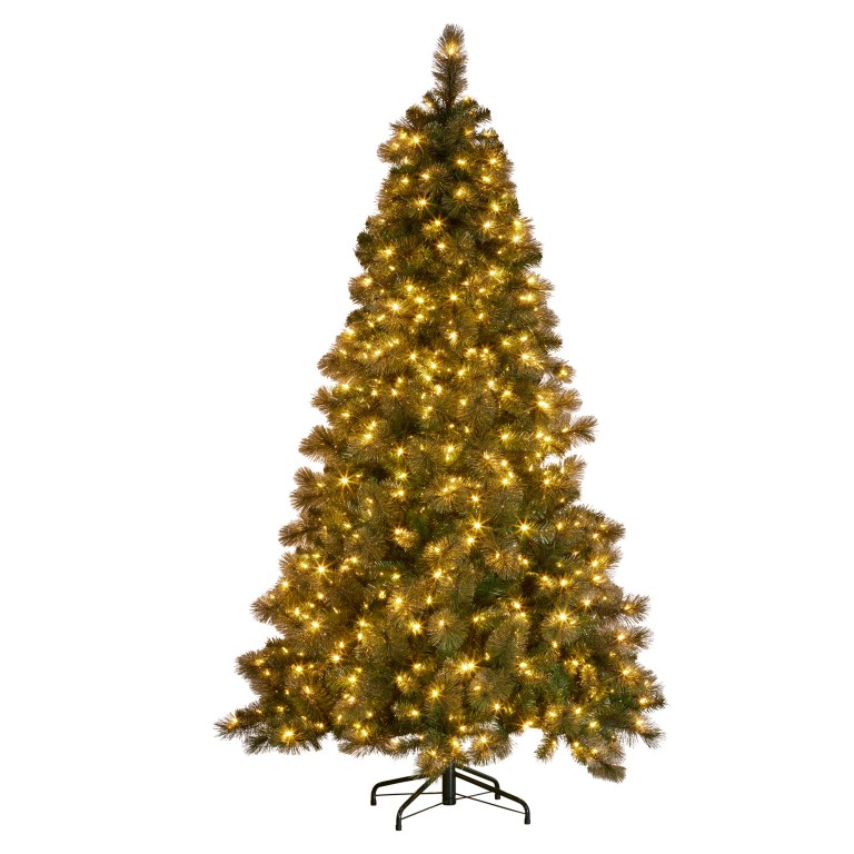 christabelle 9ft christmas tree glittery gold pine needles 850 led lights xmas