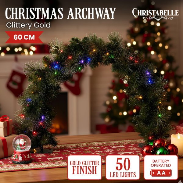 christabelle 60cm battery operated tabletop christmas archway glittery gold christabelle 60cm battery operated tabletop christmas archway glittery gold