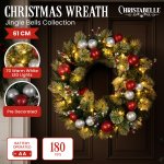 christabelle 61cm pre lit christmas wreath jingle bells battery operated baubles christabelle 61cm pre lit christmas wreath jingle bells battery operated baubles