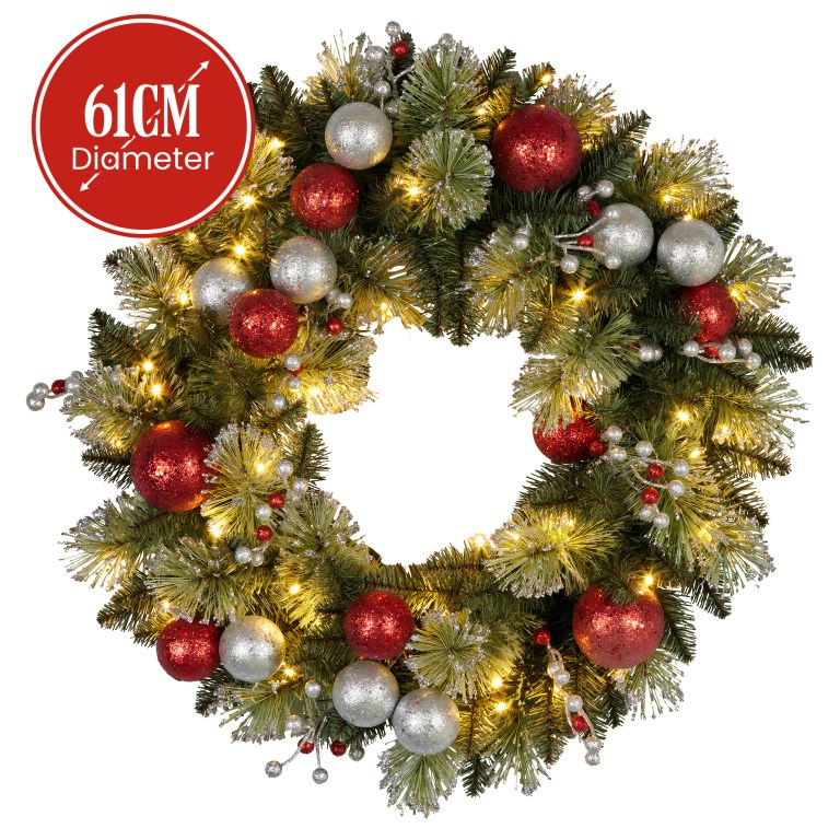 christabelle 61cm pre lit christmas wreath jingle bells battery operated baubles christabelle 61cm pre lit christmas wreath jingle bells battery operated baubles