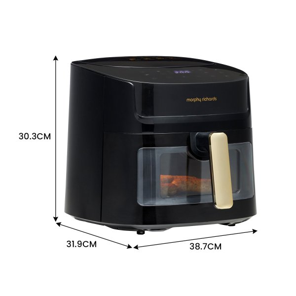 morphy richards 6.5l digital air fryer mraf72bk w/led touch control panel 8 preset cooking programs non stick drawer