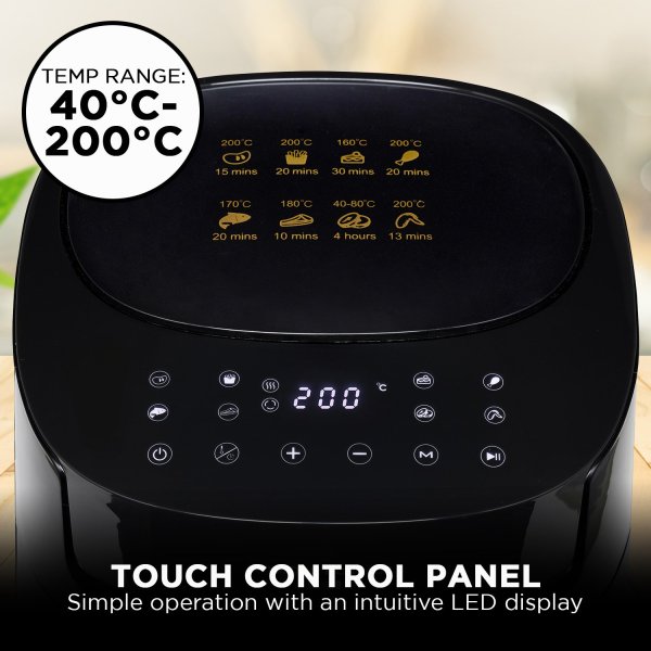 morphy richards 6.5l digital air fryer mraf72bk w/led touch control panel 8 preset cooking programs non stick drawer
