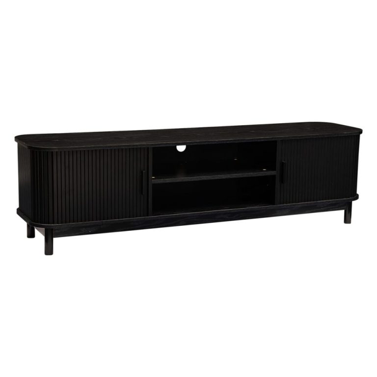 160cm ribbed black entertainment unit 160cm ribbed black entertainment unit
