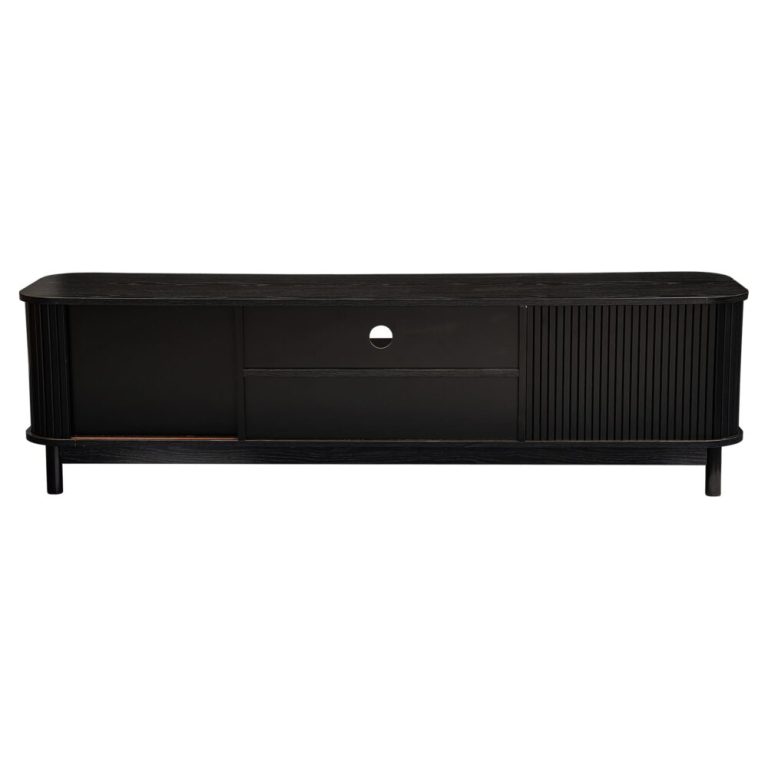160cm ribbed black entertainment unit 160cm ribbed black entertainment unit