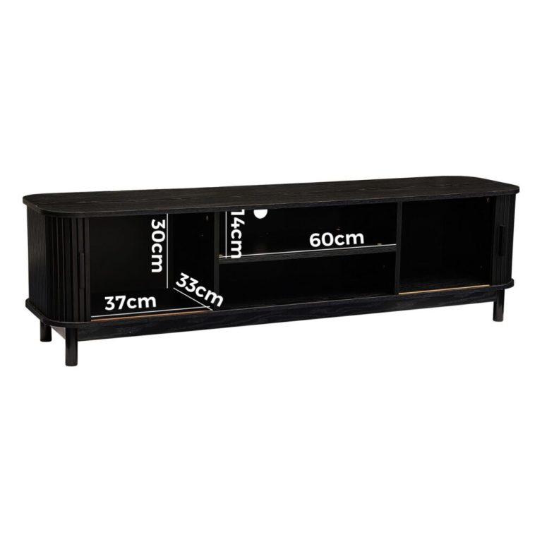 160cm ribbed black entertainment unit 160cm ribbed black entertainment unit