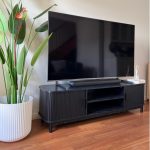 160cm ribbed black entertainment unit 160cm ribbed black entertainment unit