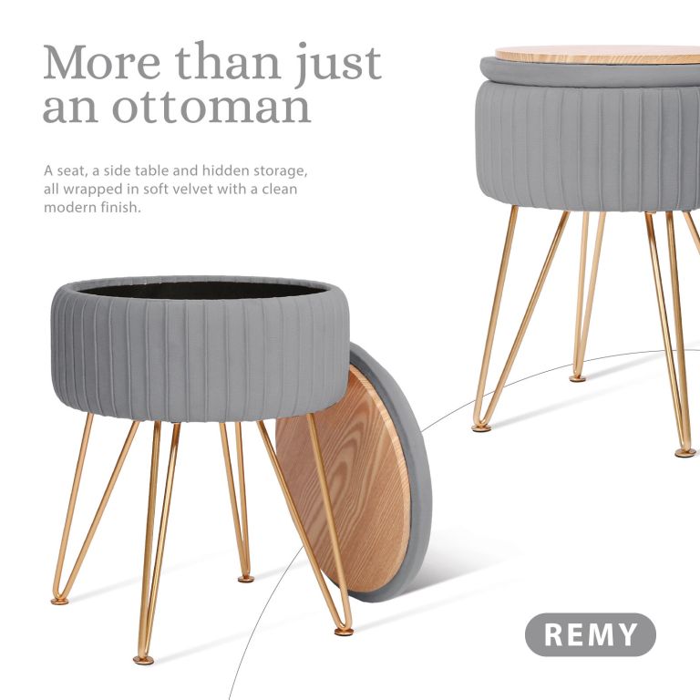 side table storage ottoman velvet padded stool vanity footstool remy grey side table storage ottoman velvet padded stool vanity footstool remy grey