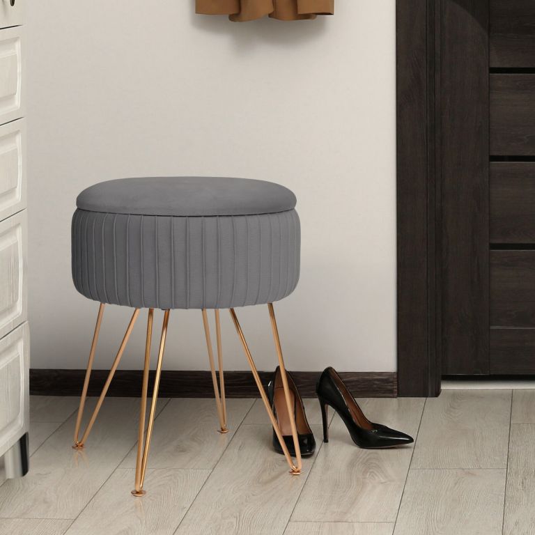 side table storage ottoman velvet padded stool vanity footstool remy grey side table storage ottoman velvet padded stool vanity footstool remy grey