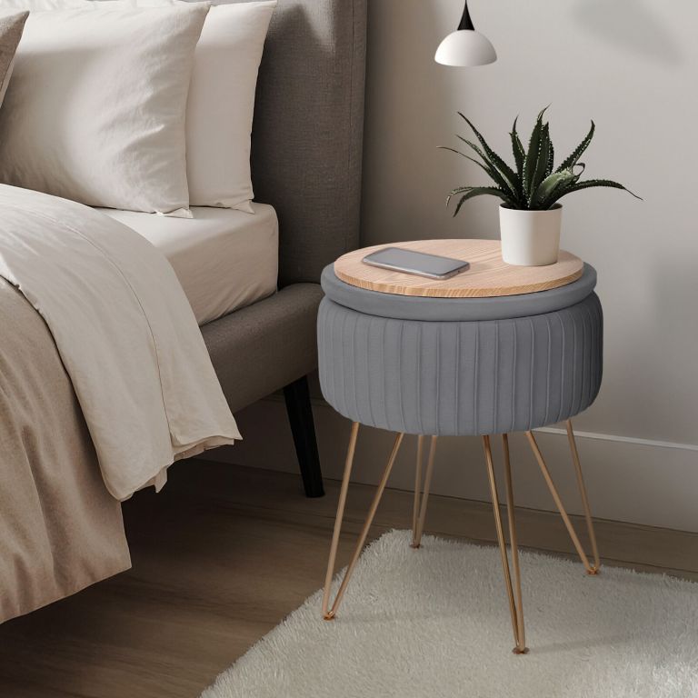 side table storage ottoman velvet padded stool vanity footstool remy grey side table storage ottoman velvet padded stool vanity footstool remy grey