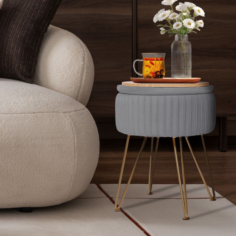 side table storage ottoman velvet padded stool vanity footstool remy grey side table storage ottoman velvet padded stool vanity footstool remy grey