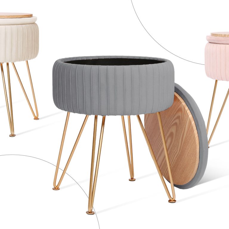 side table storage ottoman velvet padded stool vanity footstool remy grey side table storage ottoman velvet padded stool vanity footstool remy grey