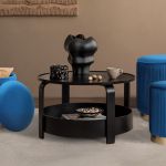 3 piece set storage ottoman blanket box velvet padded bench stool faye blue