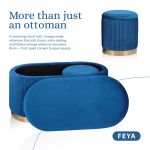 3 piece set storage ottoman blanket box velvet padded bench stool faye blue