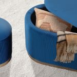 3 piece set storage ottoman blanket box velvet padded bench stool faye blue