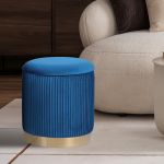 3 piece set storage ottoman blanket box velvet padded bench stool faye blue