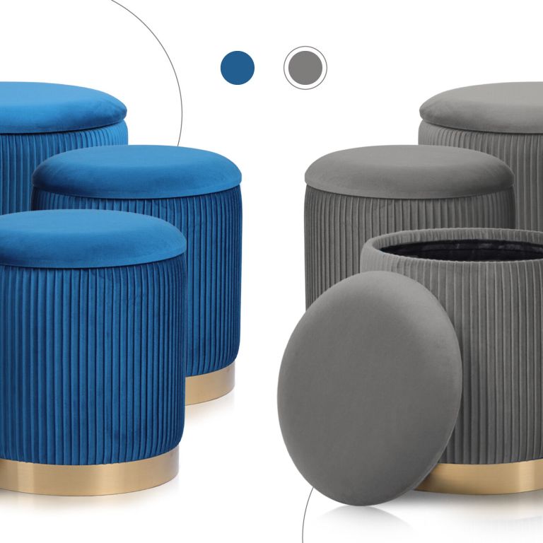 3 piece set storage ottoman blanket box velvet padded bench stool faye grey 3 piece set storage ottoman blanket box velvet padded bench stool faye grey