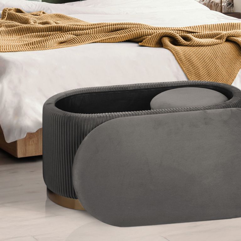 3 piece set storage ottoman blanket box velvet padded bench stool faye grey 3 piece set storage ottoman blanket box velvet padded bench stool faye grey