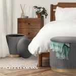 3 piece set storage ottoman blanket box velvet padded bench stool faye grey 3 piece set storage ottoman blanket box velvet padded bench stool faye grey