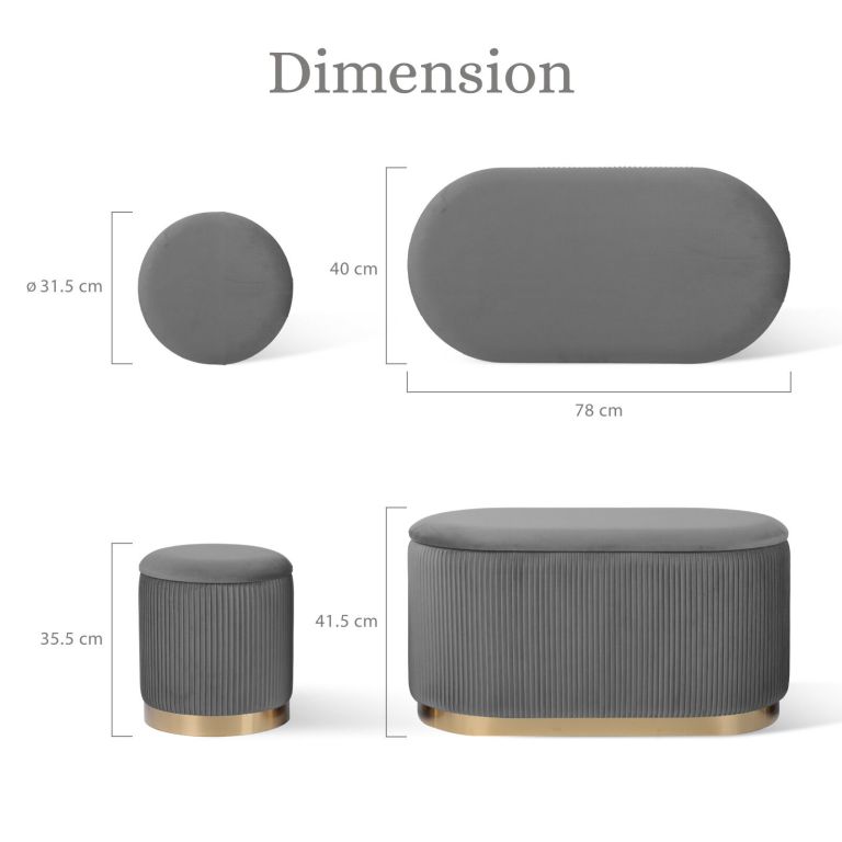 3 piece set storage ottoman blanket box velvet padded bench stool faye grey 3 piece set storage ottoman blanket box velvet padded bench stool faye grey