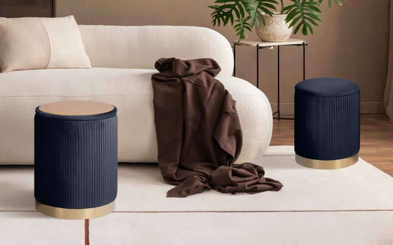 2x side table storage ottoman velvet stool mira black 2x side table storage ottoman velvet stool mira black
