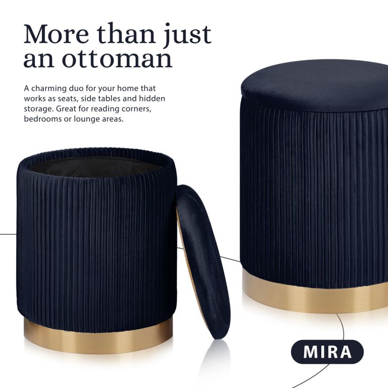 2x side table storage ottoman velvet stool mira black 2x side table storage ottoman velvet stool mira black