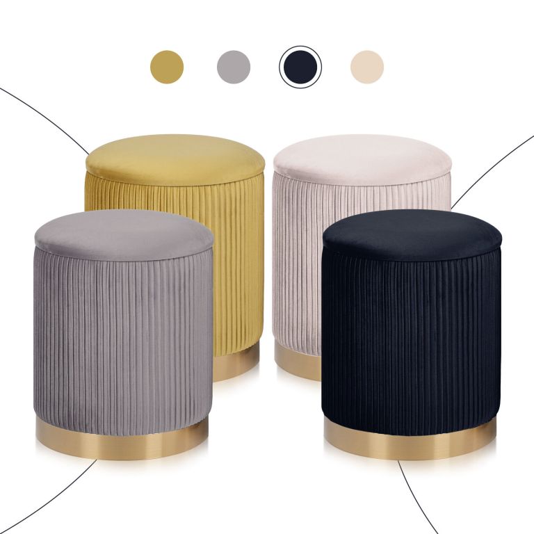 2x side table storage ottoman velvet stool mira black 2x side table storage ottoman velvet stool mira black