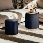 2x side table storage ottoman velvet stool mira black 2x side table storage ottoman velvet stool mira black