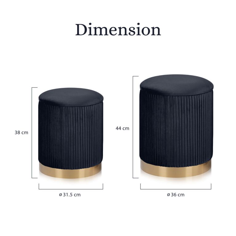 2x side table storage ottoman velvet stool mira black 2x side table storage ottoman velvet stool mira black