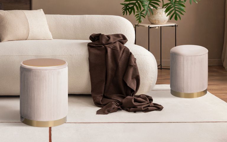 2x side table storage ottoman velvet stool mira cream 2x side table storage ottoman velvet stool mira cream