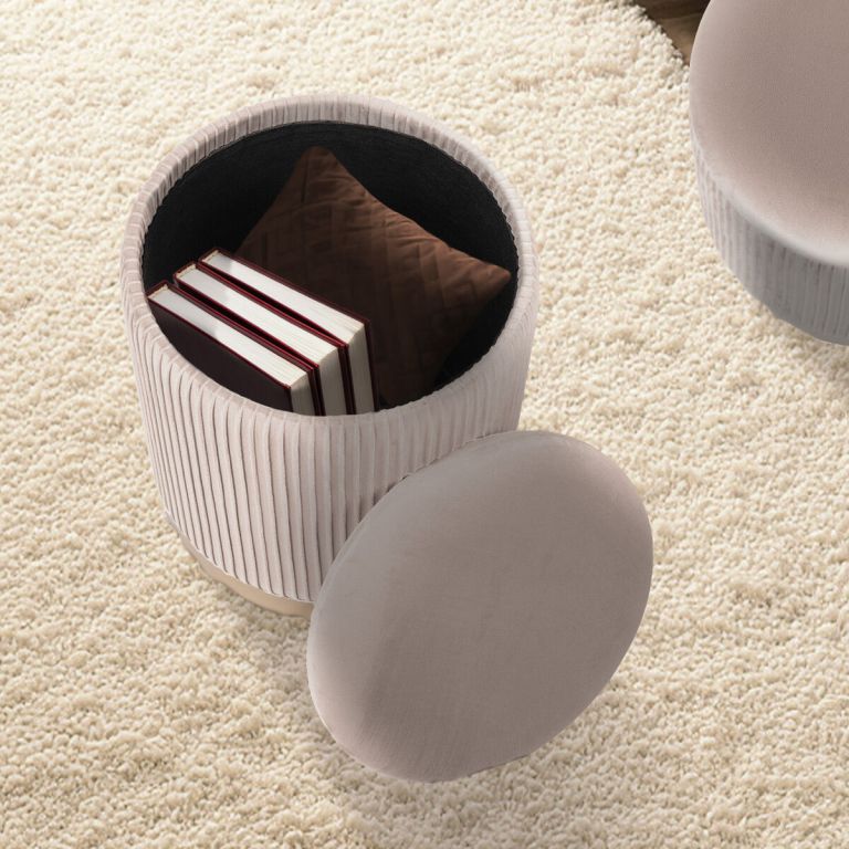 2x side table storage ottoman velvet stool mira cream 2x side table storage ottoman velvet stool mira cream