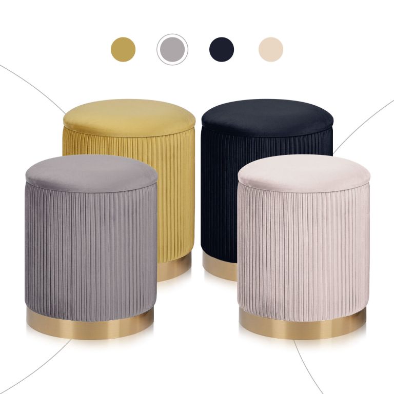 2x side table storage ottoman velvet stool mira grey 2x side table storage ottoman velvet stool mira grey
