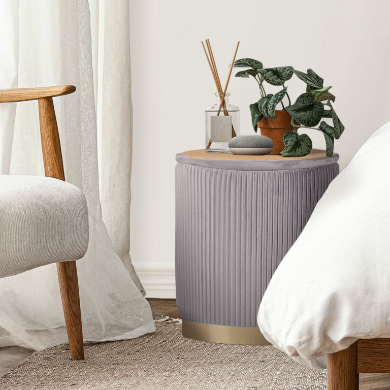 2x side table storage ottoman velvet stool mira grey 2x side table storage ottoman velvet stool mira grey