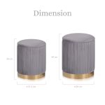 2x side table storage ottoman velvet stool mira grey 2x side table storage ottoman velvet stool mira grey