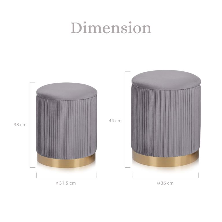 2x side table storage ottoman velvet stool mira grey 2x side table storage ottoman velvet stool mira grey