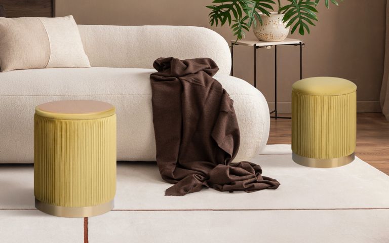2x side table storage ottoman velvet stool mira mustard 2x side table storage ottoman velvet stool mira mustard
