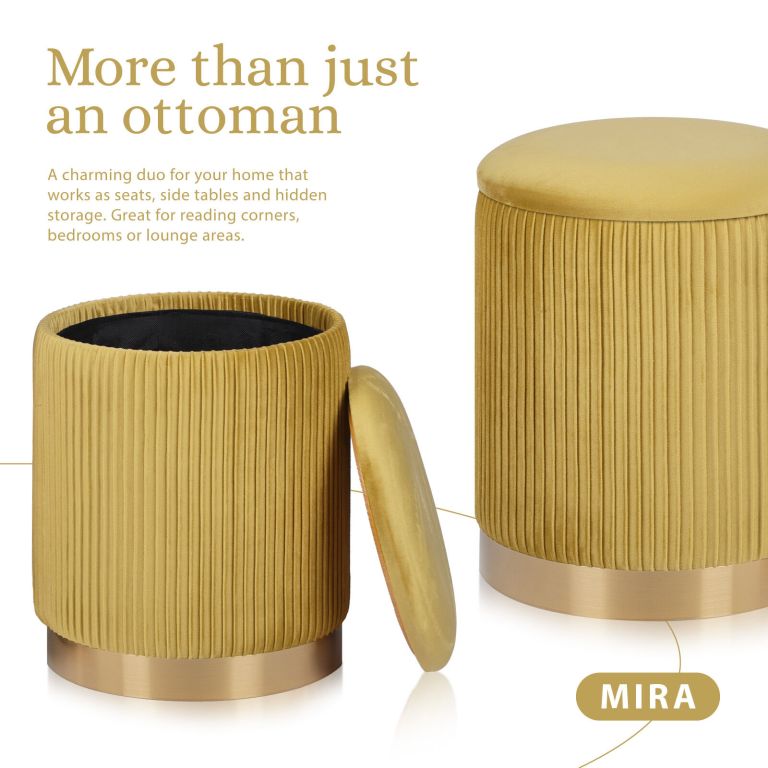 2x side table storage ottoman velvet stool mira mustard 2x side table storage ottoman velvet stool mira mustard