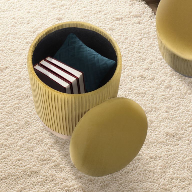 2x side table storage ottoman velvet stool mira mustard 2x side table storage ottoman velvet stool mira mustard