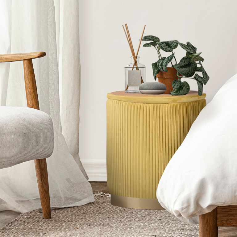 2x side table storage ottoman velvet stool mira mustard 2x side table storage ottoman velvet stool mira mustard