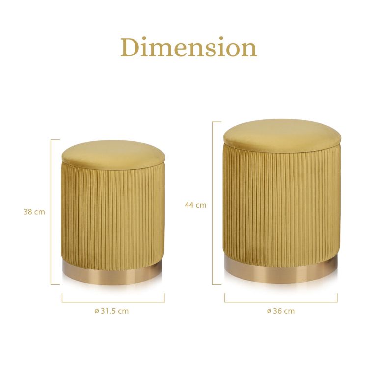 2x side table storage ottoman velvet stool mira mustard 2x side table storage ottoman velvet stool mira mustard